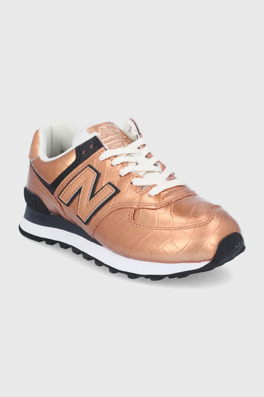 Kožená obuv New Balance WL574PX2 zlatá