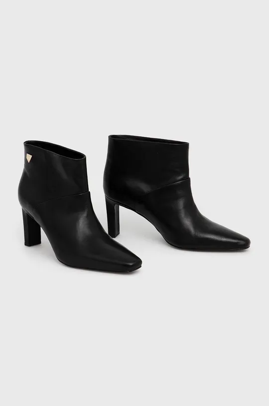 Kožené členkové topánky Sisley čierna