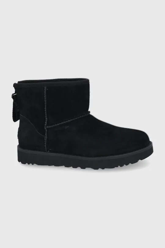 czarny UGG śniegowce zamszowe Classic Mini Logo Zip Damski