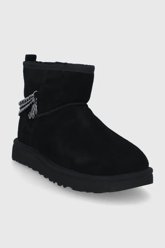 UGG Śniegowce zamszowe Classic Mini Chains czarny