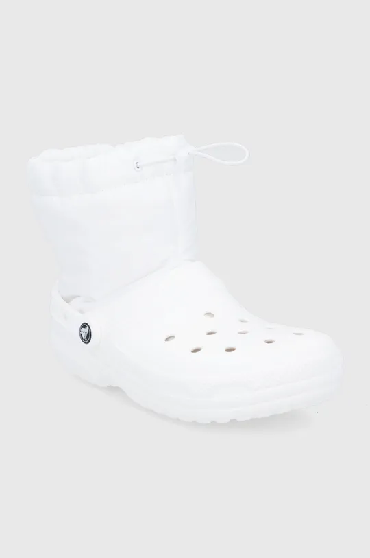 Čizme za snijeg Crocs Classic Lined Neo Puff Boot bijela