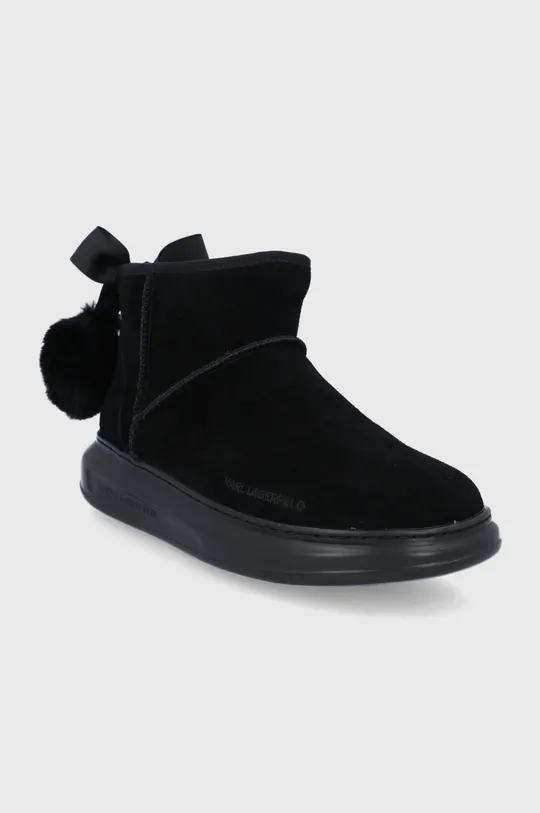 čizme za snijeg od brušene kože Karl Lagerfeld crna