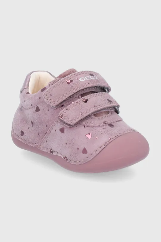 Δερμάτινα παιδικά κλειστά παπούτσια Geox ροζ