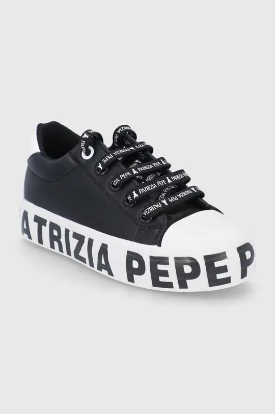 Παιδικά πάνινα παπούτσια Patrizia Pepe μαύρο