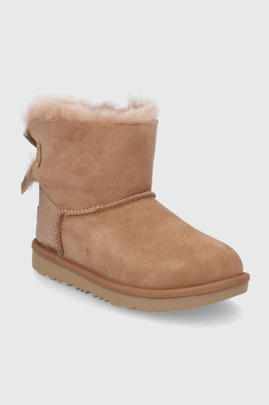 Dječje čizme za snijeg od brušene kože UGG Mini Bailey Bow Glitz smeđa