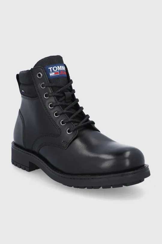 Δερμάτινες μπότες πεζοπορίας Tommy Jeans μαύρο