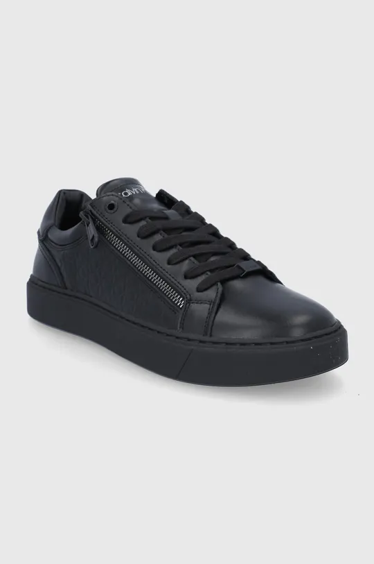 Kožená obuv Calvin Klein čierna