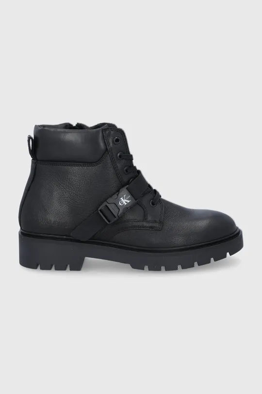 čierna Kožená obuv Calvin Klein Jeans Pánsky