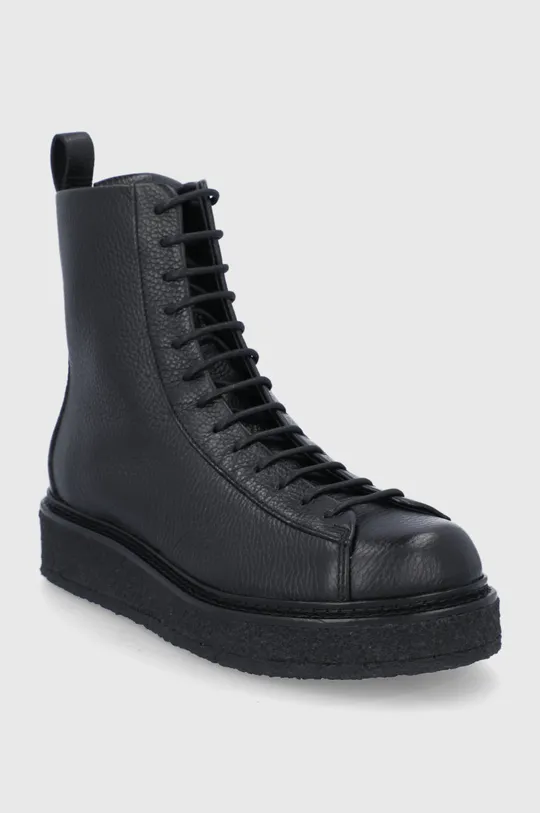 Δερμάτινα παπούτσια Emporio Armani μαύρο