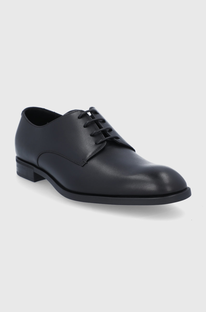 Kožené polobotky Emporio Armani černá