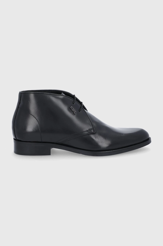 czarny Karl Lagerfeld Buty skórzane KL12245.Black.Lthr Męski