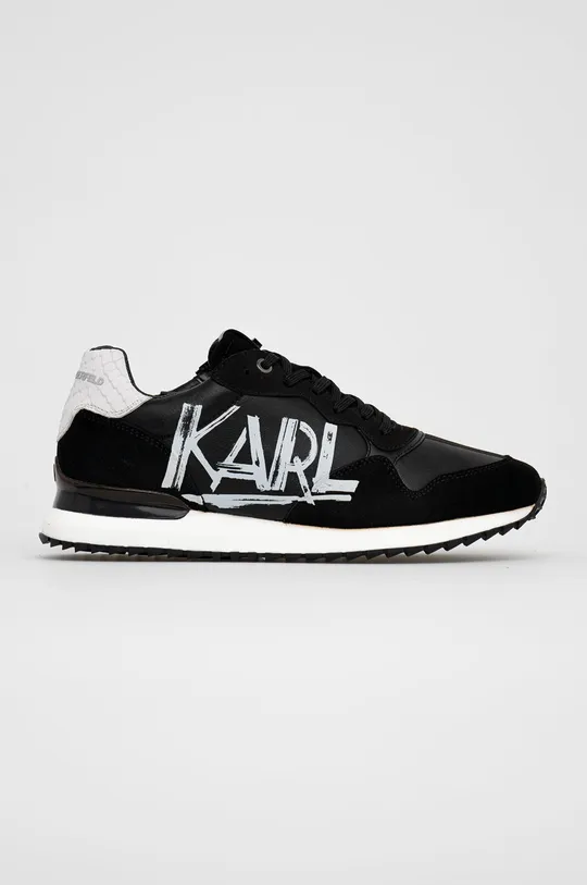 czarny Karl Lagerfeld Buty skórzane KL52916.Black.Wh Męski
