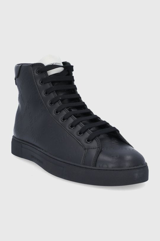 Kožené boty Emporio Armani černá