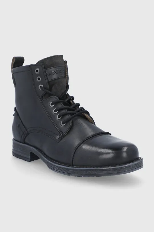 Δερμάτινα παπούτσια Wrangler μαύρο