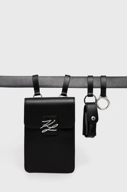 Шкіряна сумка на пояс Karl Lagerfeld чорний