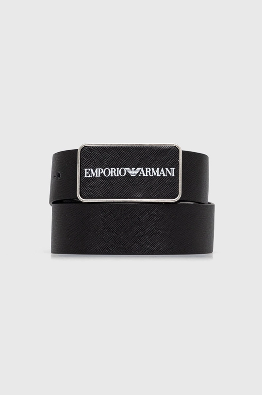 čierna Kožený opasok Emporio Armani Pánsky