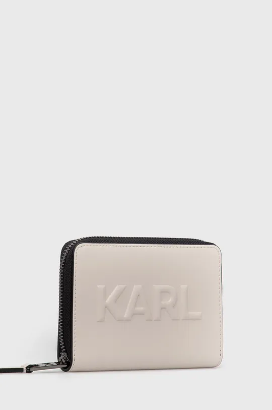 Шкіряний гаманець Karl Lagerfeld бежевий