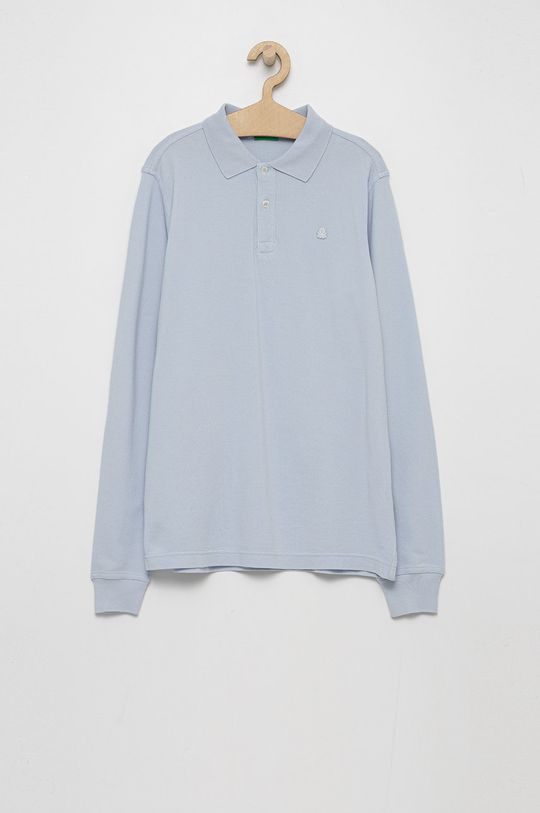 svetlomodrá Detská bavlnená košeľa s dlhým rukávom United Colors of Benetton Chlapčenský