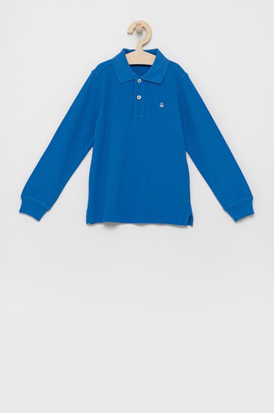modrá Detská bavlnená košeľa s dlhým rukávom United Colors of Benetton Chlapčenský