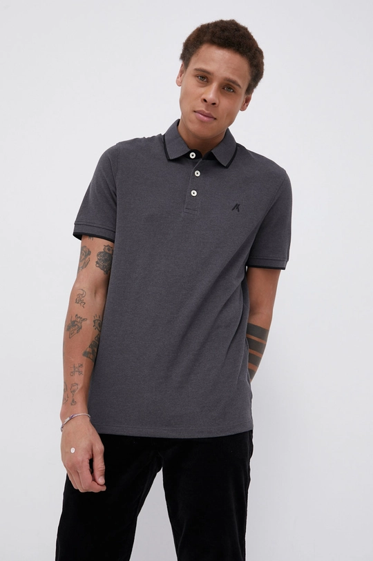 szary Produkt by Jack & Jones Polo bawełniane