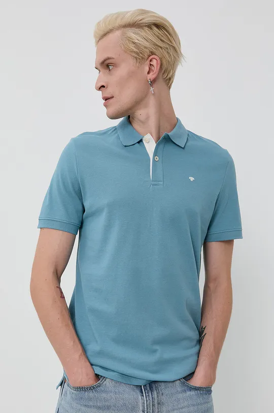 modrá Bavlnené polo tričko Tom Tailor