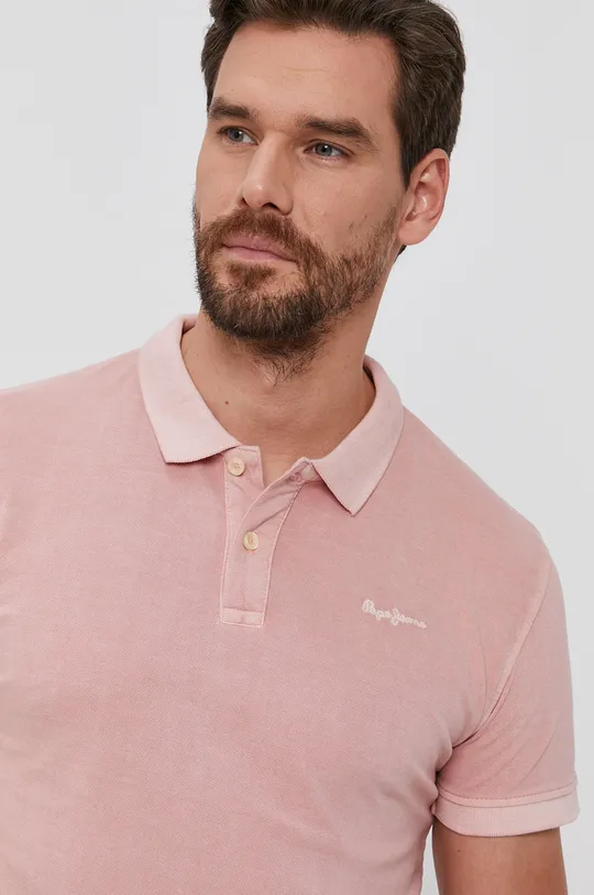 różowy Pepe Jeans Polo bawełniane Vincent