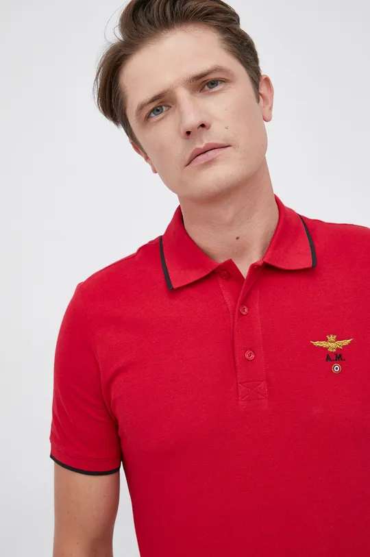 červená Bavlnené polo tričko Aeronautica Militare