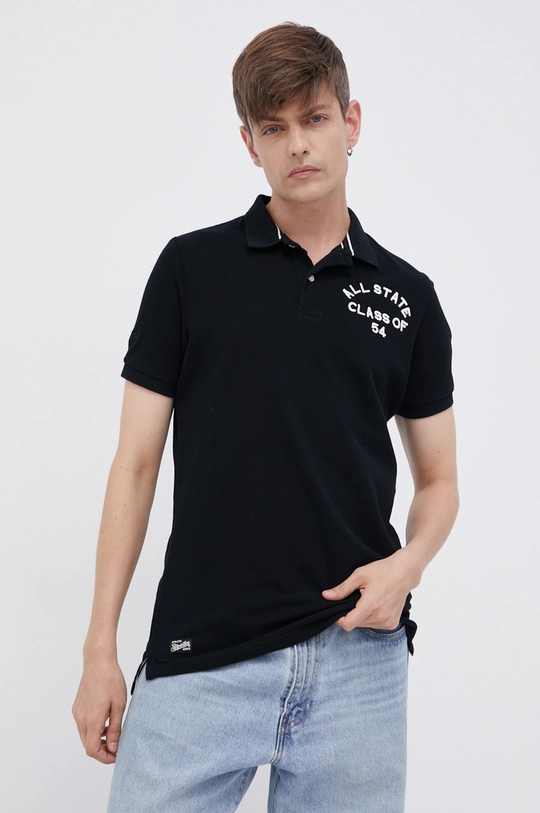 czarny Superdry Polo bawełniane