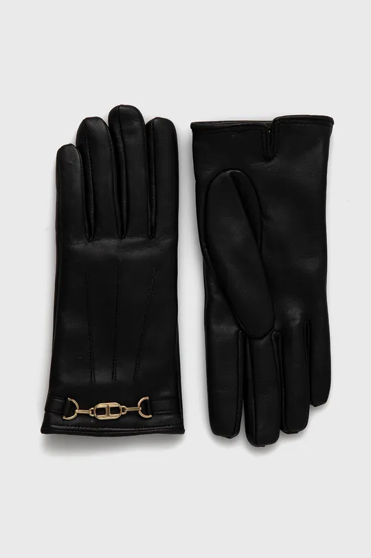 μαύρο Δερμάτινα γάντια Elisabetta Franchi Γυναικεία