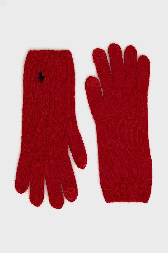 κόκκινο Μάλλινα γάντια Polo Ralph Lauren Γυναικεία
