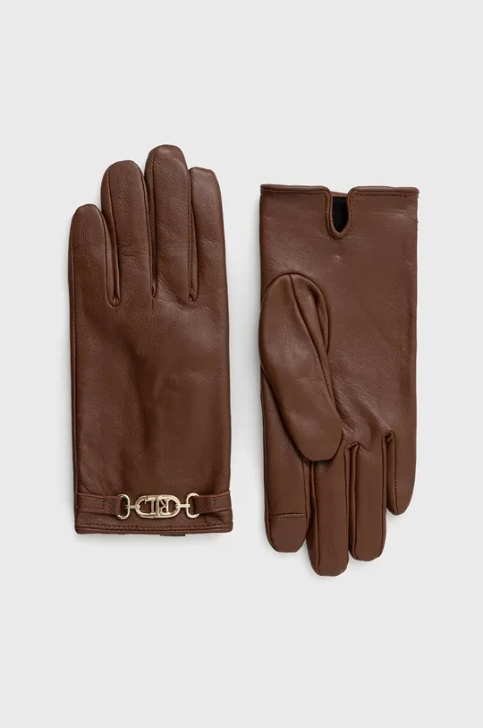hnedá Kožené rukavice Lauren Ralph Lauren Dámsky