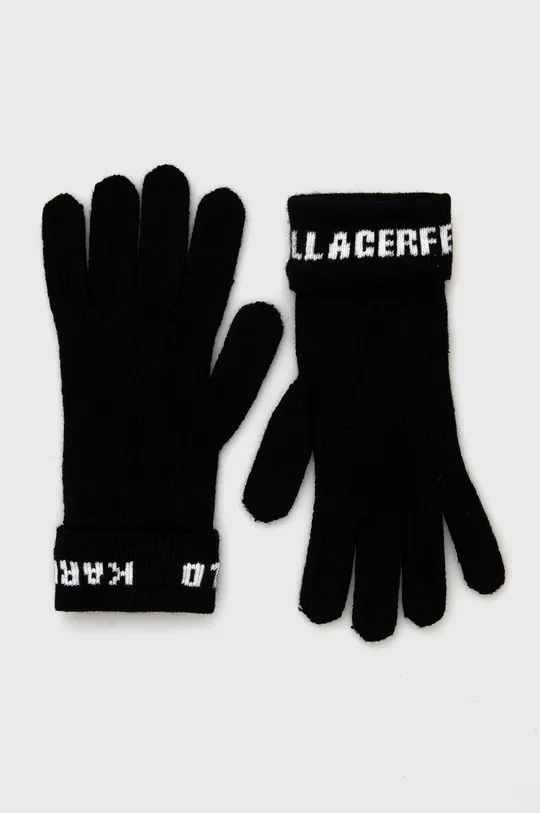 czarny Karl Lagerfeld Rękawiczki z domieszką kaszmiru 216W3603 Damski