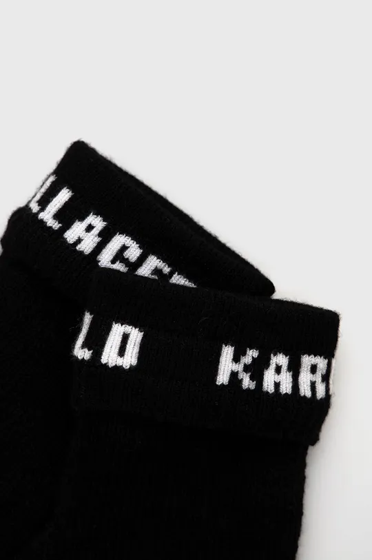 Karl Lagerfeld kesztyű kasmír keverékből fekete
