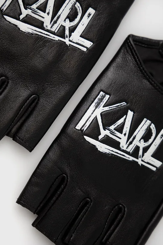 Karl Lagerfeld Mitenki skórzane 216W3602 czarny