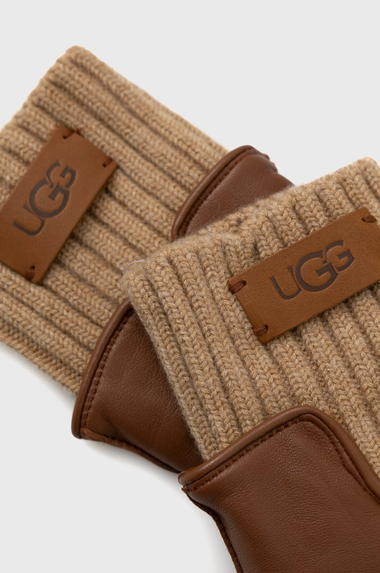 Шкіряні рукавички UGG коричневий