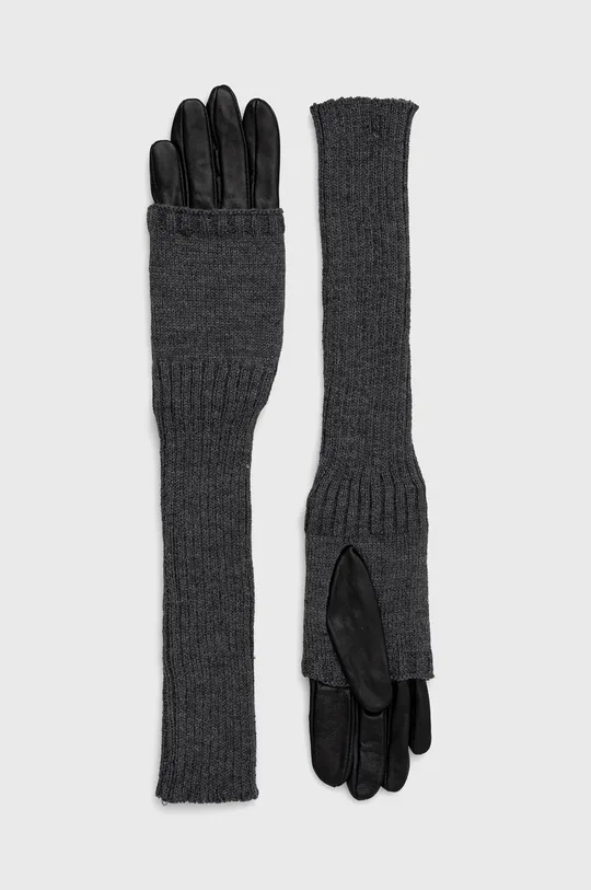 γκρί Δερμάτινα γάντια Sisley Γυναικεία