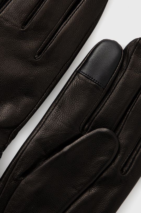 Kožené rukavice AllSaints čierna