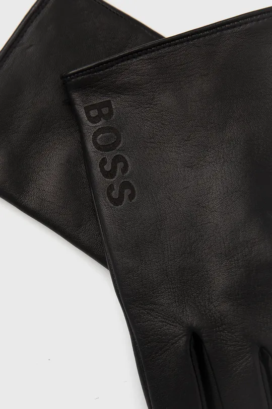 Шкіряні рукавички Boss чорний