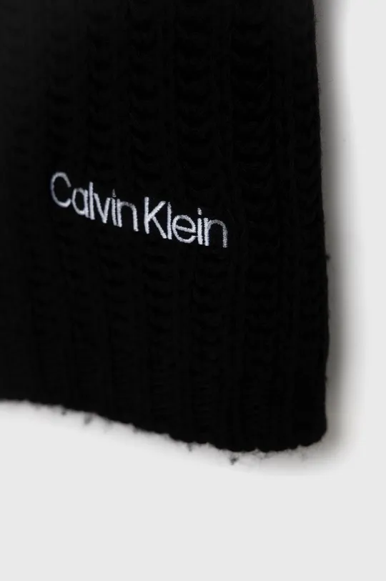 Μαντήλι από μείγμα μαλλιού Calvin Klein μαύρο