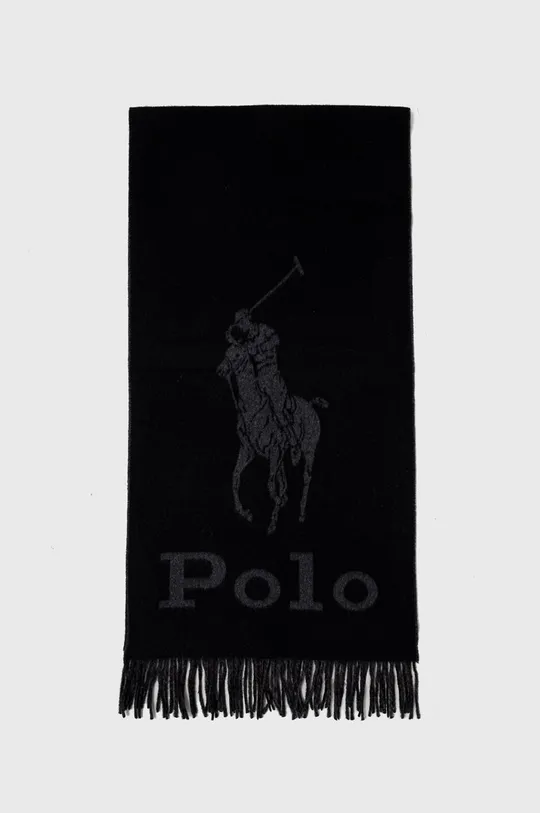 Μάλλινο κασκόλ Polo Ralph Lauren μαύρο