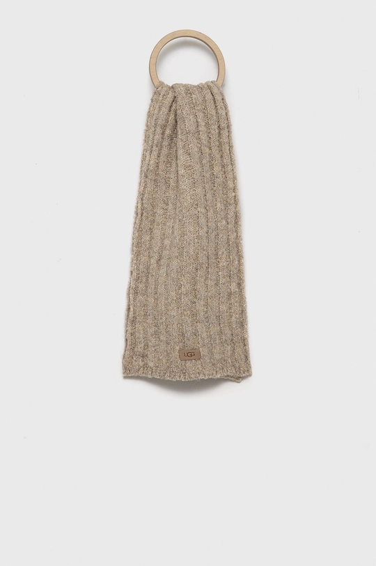 béžová Šál s prímesou vlny UGG Boucle Ribbed Scarf Dámsky