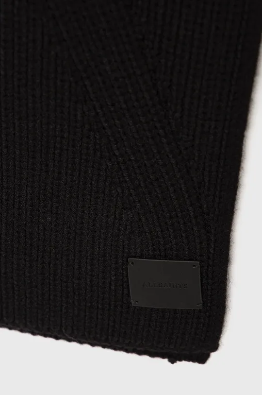 AllSaints szalik z domieszką wełny czarny