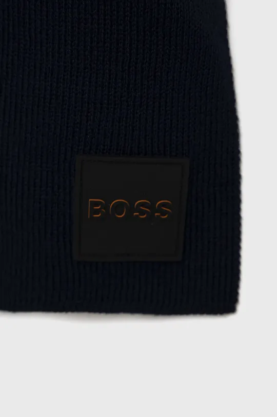 Шерстяной шарф Boss тёмно-синий
