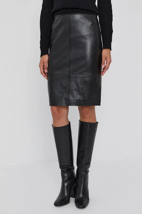 μαύρο Δερμάτινη φούστα Boss Γυναικεία
