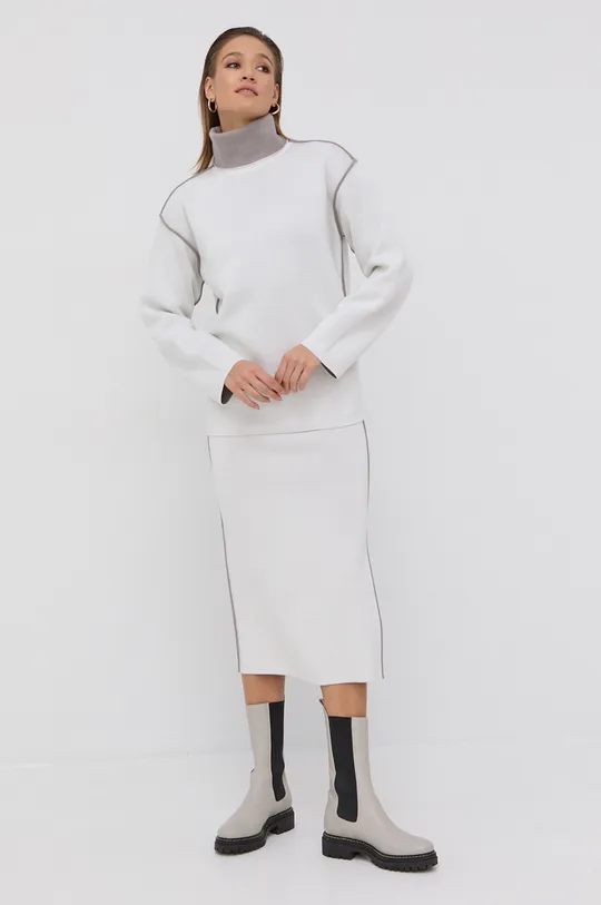 Μάλλινη φούστα Victoria Victoria Beckham λευκό
