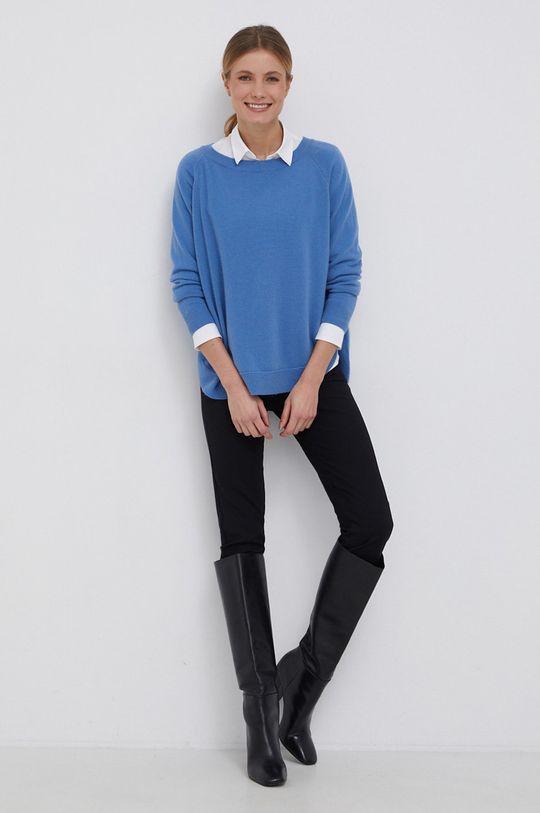 Sisley Sweter wełniany niebieski