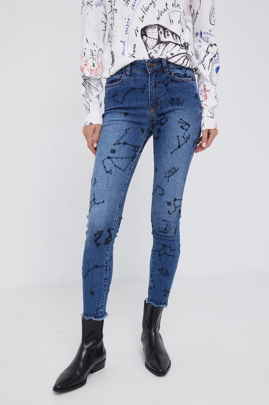 granatowy Desigual Jeansy bawełniane 21WWDD34 Damski