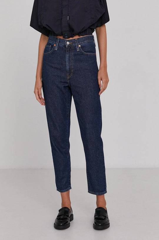 granatowy Levi's jeansy High Waisted Mom Jeans Damski