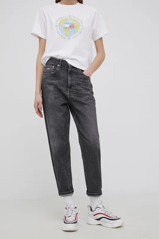 γκρί Tommy Jeans - τζιν παντελόνι Mom Jean Γυναικεία