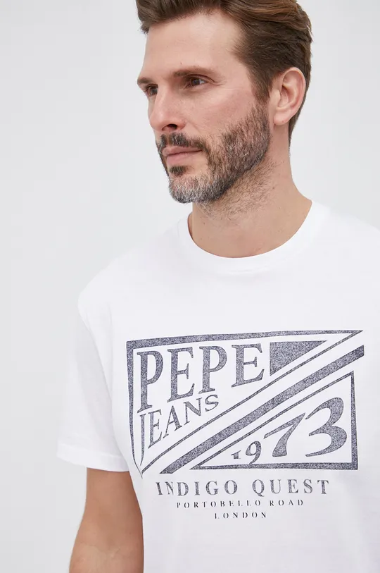 белый Хлопковая футболка Pepe Jeans Мужской